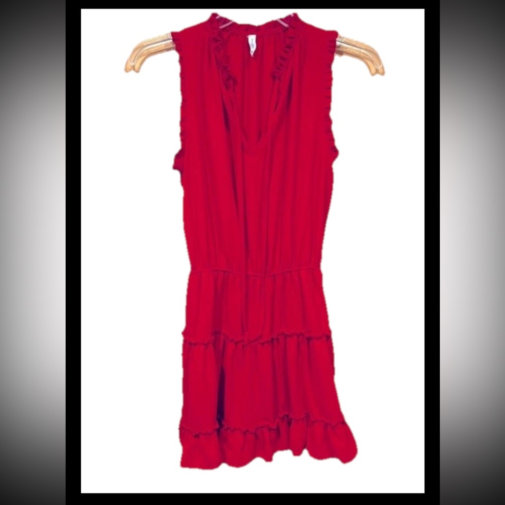 Tyche Size M Women’s Flouncy Tiered Sleeveless Red V Neck Dress Whimsy
